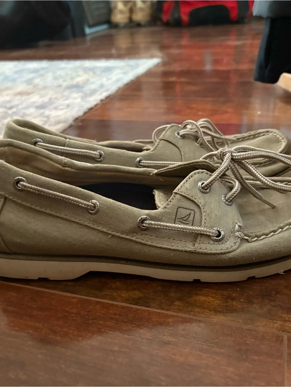 Sperry Men’s Taupe Canvas Slip-On Boat Shoes